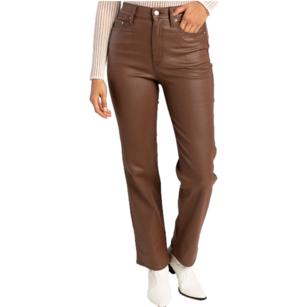DAZE Sundaze coated jeans women’s size 31 high waisted, coated espresso NWT - Picture 2 of 16